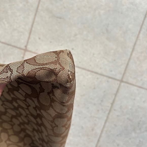 Coach Signature Jacquard Crossbody Bag Brown Tan Leather Trim Classic Y2K - Picture 10 of 10